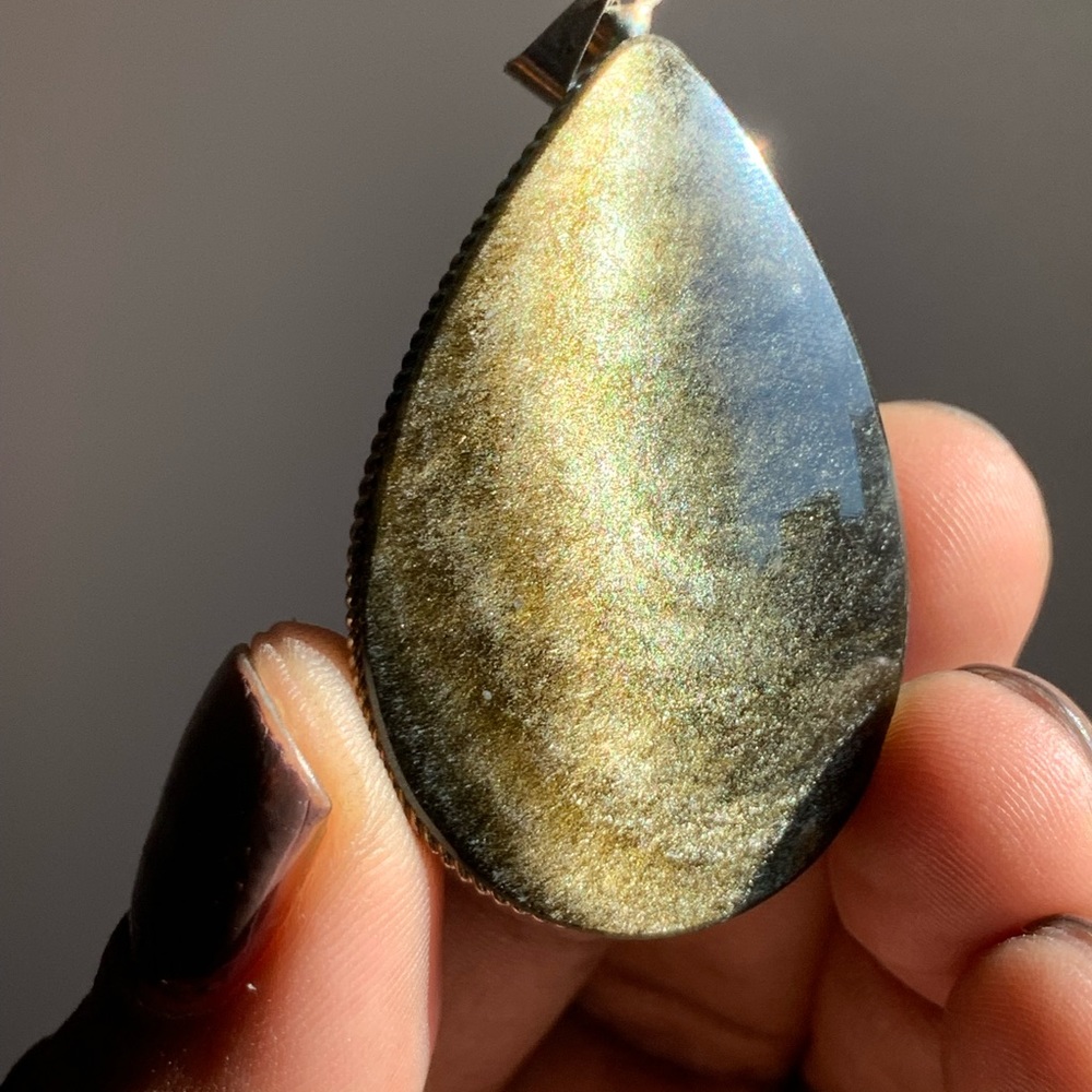 Golden Sheen Obsidian Crystal Pendant | Healing Chakra Stone | Rock And Minerals